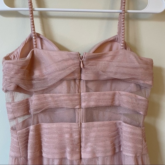 Hailey Logan by Adrianna Papell Blush Pink High Low Cutoit V-Neck Straps Gown - Picture 5 of 6